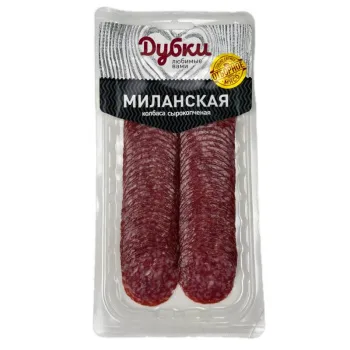 Колбаса Миланская Дубки сырокопчёная, нарезка, 100г