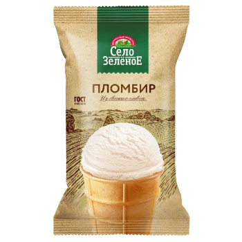 Мороженое Село Зеленое Пломбир ванильный в вафельном стаканчике, 15% БЗМЖ, 90г