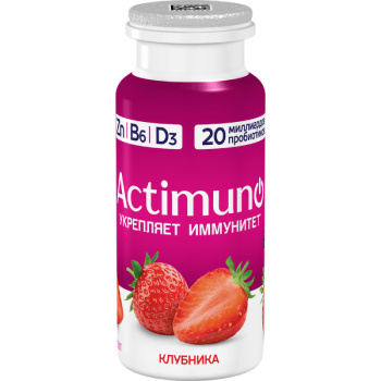 Напиток кисломолочный Actimuno с клубникой, 1.5% БЗМЖ, 95г