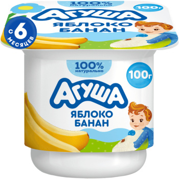 Творог Агуша фруктовый яблоко-банан 3,9% БЗМЖ, 100г