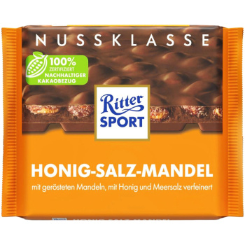 Шоколад молочный Ritter Sport Солёный миндаль и мёд, 100г